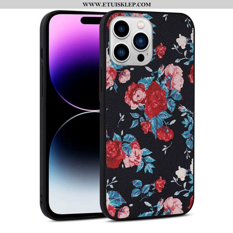 Etui do iPhone 14 Pro Kwiatowy Ze Sztucznej Skóry